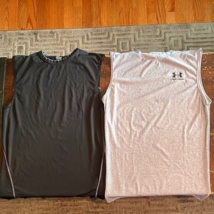 Worn Sleeveless Compression shirts XL (Grey = Under Armour/Black = Nike Pro)